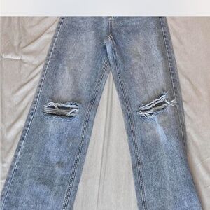 SHEIN Men's Light Blue Distressed Jeans